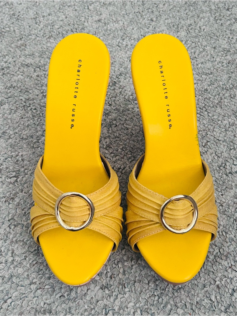 Charlotte Russe Yellow Slide Sandals with Ring Accent